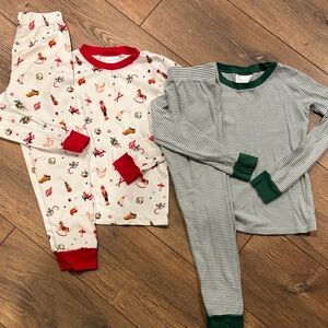 Festive Kids Pajama Set - Cream and Green